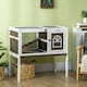 image 6 of PawHut Rabbit Hutch, Elevated Guinea Pig Cage w/ Openable Roof & Tray, Brown