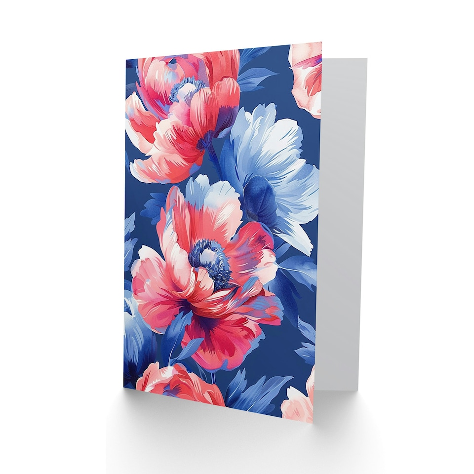 image 1 of Poppy Flower Elegant Pink Pattern Woman Her Birthday Card