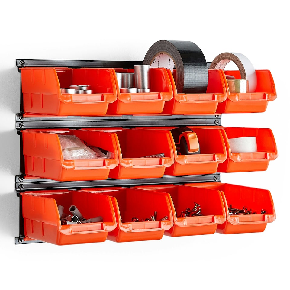 image 1 of VonHaus 12 Pc Wall Mount Storage Bins for Garage