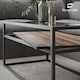 image 2 of Glass Display Top Coffee Table with Steel Frame Reversible Wooden Storage Shelf | Black | Dark Walnut