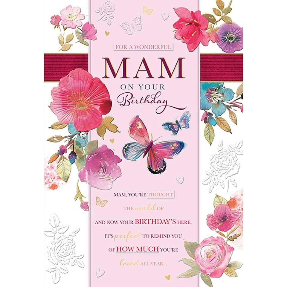 Words 'n' Wishes Mam Birthday Greeting Card - 9 x 6.25 Inches