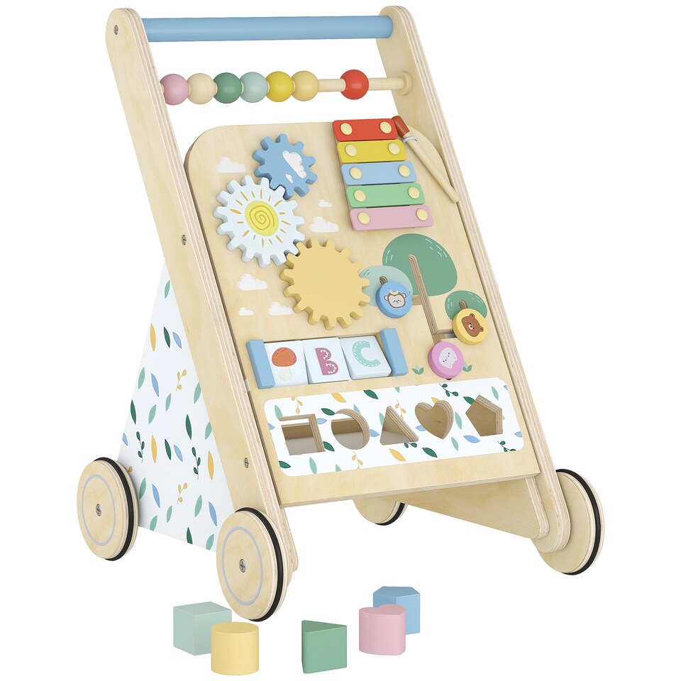 image 1 of AIYAPLAY Wooden Baby Walker with Speed Control, Activity Centre for 18 M+