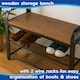 image 4 of Harbour Housewares Curved Steel Coat Rack with Shoe Storage Bench - Coat Rack Coat Stand Hat Hook Clothing Rail Shoe Rack Hall Storage S