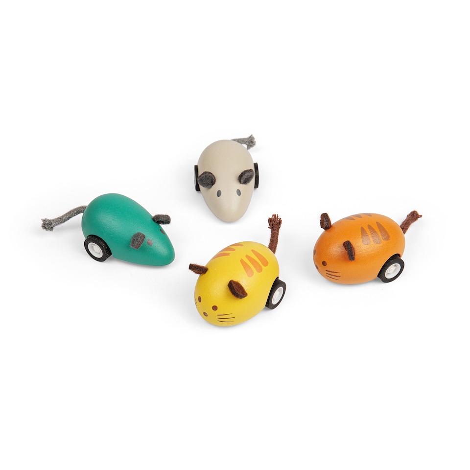 image 1 of RETAIL Cat & Mice Pull Backs - Yellow Cat