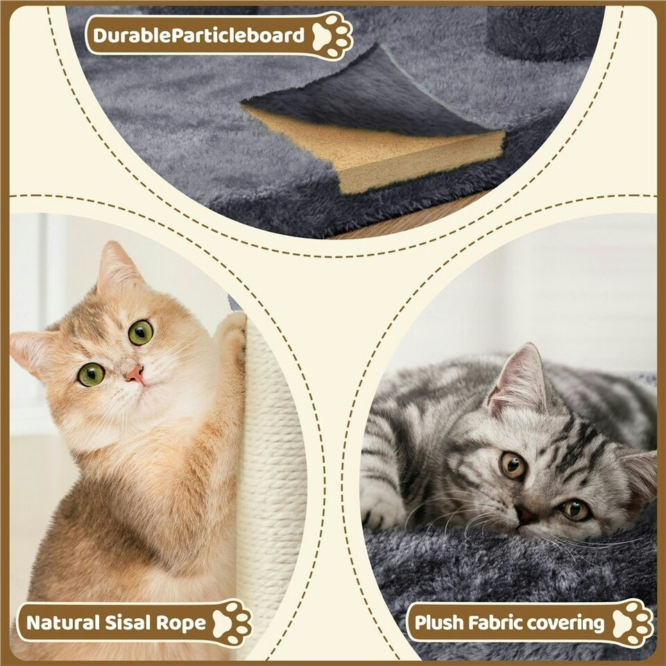 image 1 of Yaheetech 59 cm 2-Level Cat Tree with Condo Dark Grey
