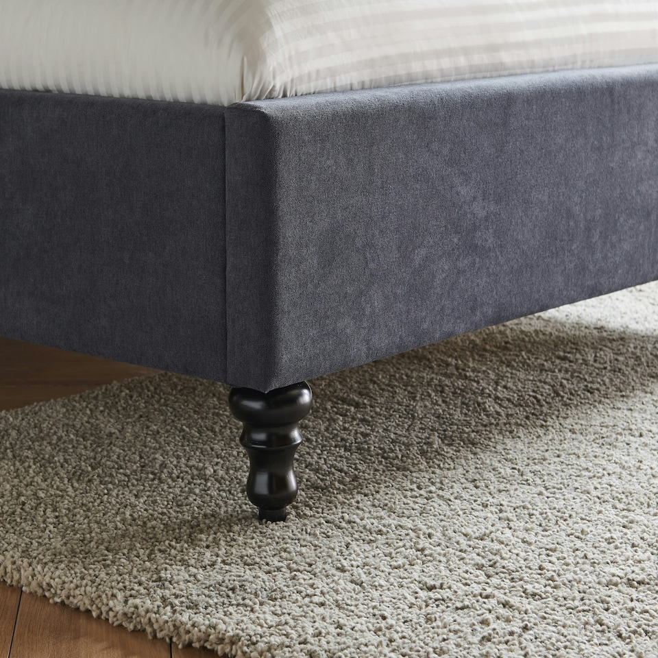 image 1 of 3ft Single Fabric upholstered, dark grey,buttoned back,curved bed frame,bedstead