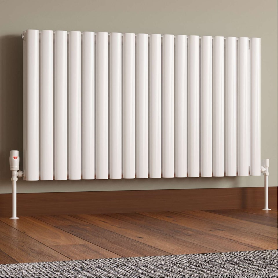 image 1 of Stirling Bold - White Thermostatic Radiator Valve & Installation Kit Angled 15mm