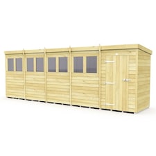20 x 5 Feet Pent Shed - Single Door With Windows - Wood - L147 x W589 x H201 cm | Brown