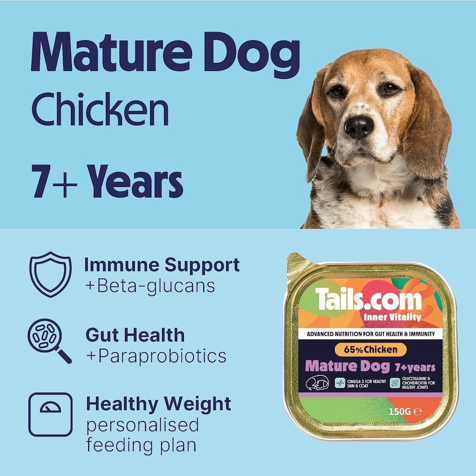 image 1 of Tails.com Inner Vitality Wet Dog Food Alu Tray Mature Chicken 11 x 150g