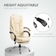 image 7 of HOMCOM Executive Office Chair, Home Office Chair with Swivel Wheels, Reclining Backrest, Retractable Footrest, Cream White