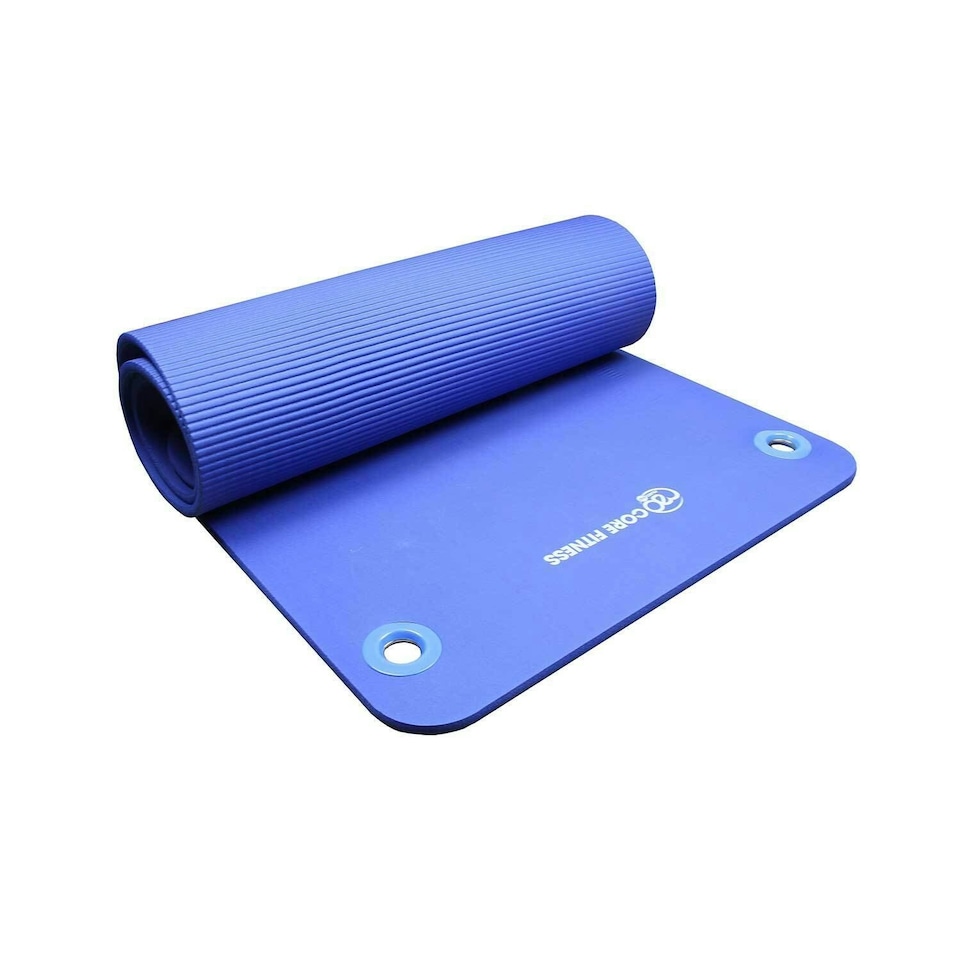 Pilates-Mad Core Fitness Plus Eyelets Yoga Mat - Blue - One Size