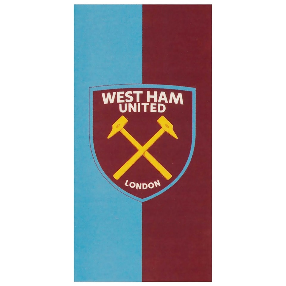 image 1 of West Ham United FC Crest Beach Towel - Sky Blue/Claret Red - 140cm x 70cm