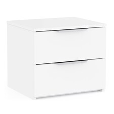 FURNICOMP Chicago 2 Drawer Bedside Table - Matt White