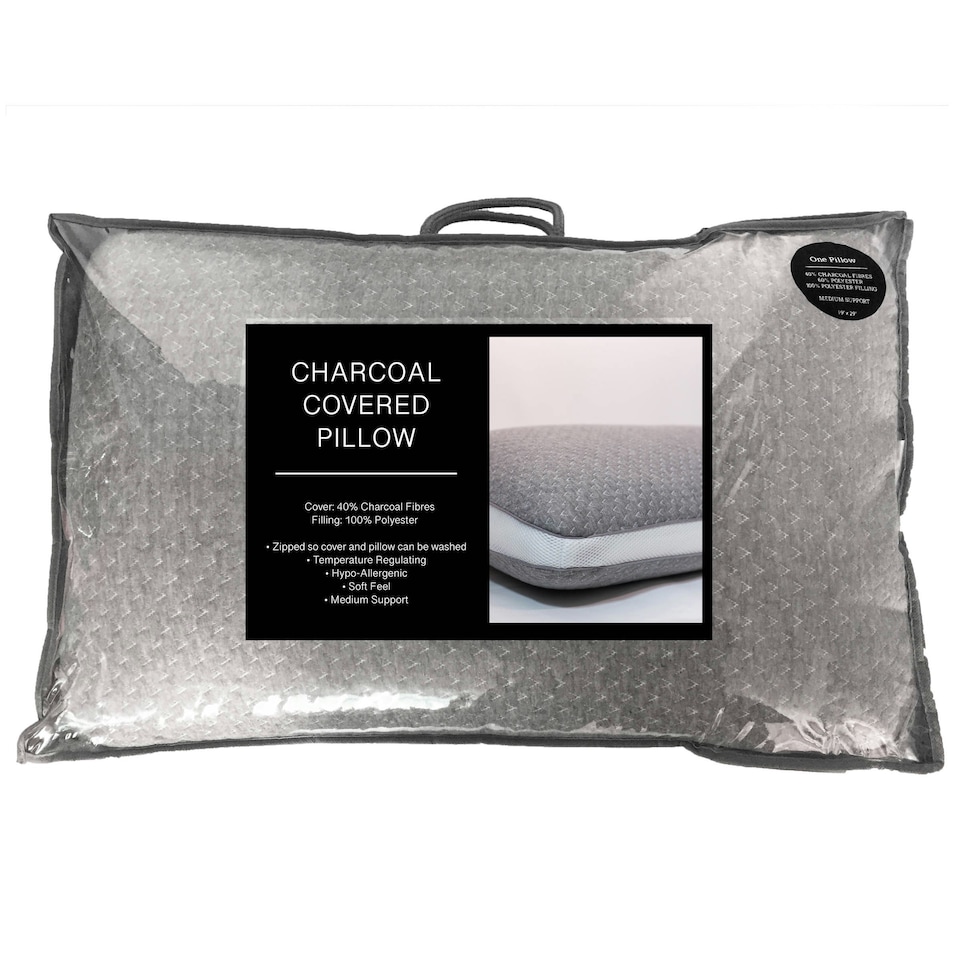 image 1 of BHS Medium Firm Pillow, Charcoal Grey | White | Single