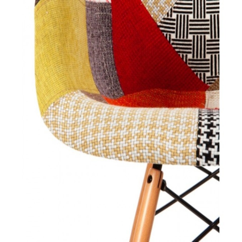 image 1 of MOF Patchwork Chair Dining Chair or Office Chair or Occasional Chair Fabric Combination Chair with Arm Multi