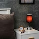 image 1 of ValueLights Pair of - Small Chrome Touch Table Lamps with Purple Fabric Shades With 5w LED Dimmable Candle Bulbs In Warm White