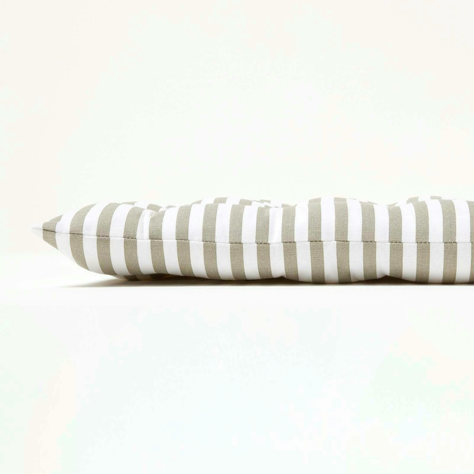 image 1 of Homescapes Garden Bench Cushion Luxury 3 Seater Cotton Stripe Indoor Outdoor Seat Pad | Grey | 143 x 48 cm | 1