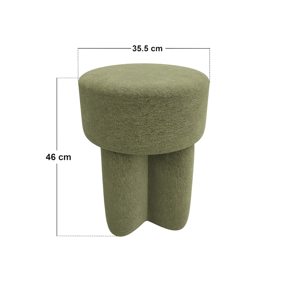 image 1 of SOLACE+CO Astrid Wave Chenille Round Pouffe Olive Green