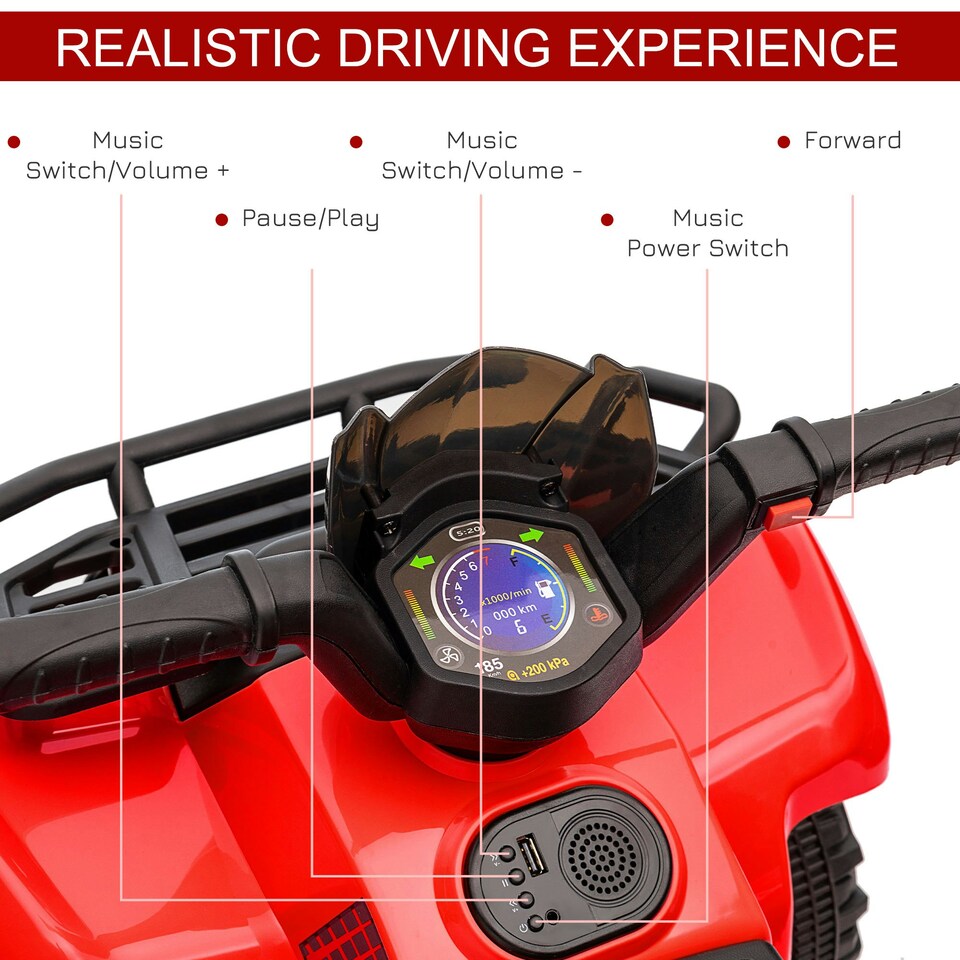 image 1 of HOMCOM 6V Kids Electric Ride on Car Toddler Quad Bike ATV for 18-36 month Red