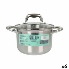 Pot with Glass Lid Quttin Caesar Steel ø 18 x 12,5 cm (6 Units) N/A