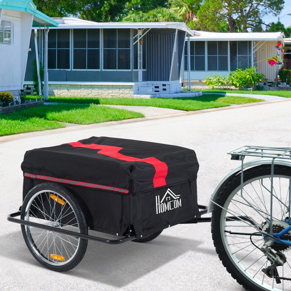image 1 of HOMCOM Two-Wheel Bicycle Large Cargo Wagon Trailer with Folding Storage