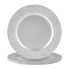Argon Tableware Hammered Charger Plates - 33cm - Silver - Pack of 6 | Silver | Hammered Silver