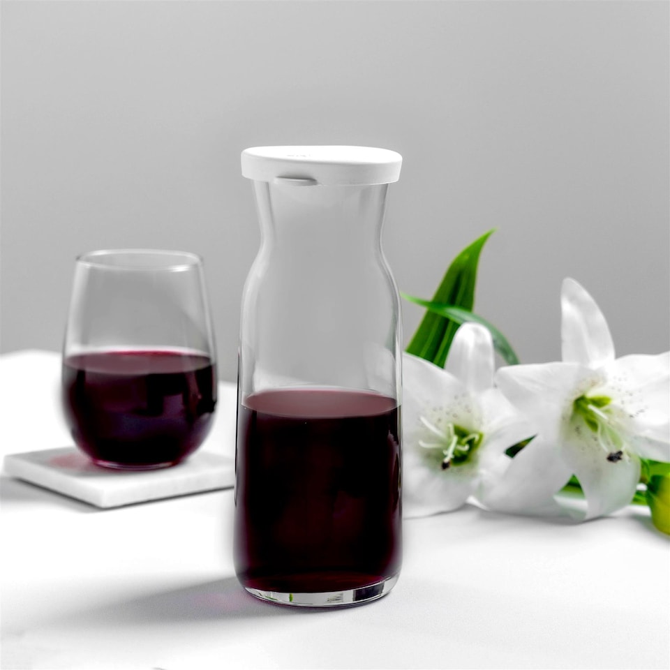 image 1 of Argon Tableware Brocca Glass Carafes with Silicone Lids - 700ml - Pack of 4