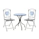image 1 of Ocean Blue Shell Mosaic Bistro Patio Set Outdoor Garden Balcony Furniture Unit