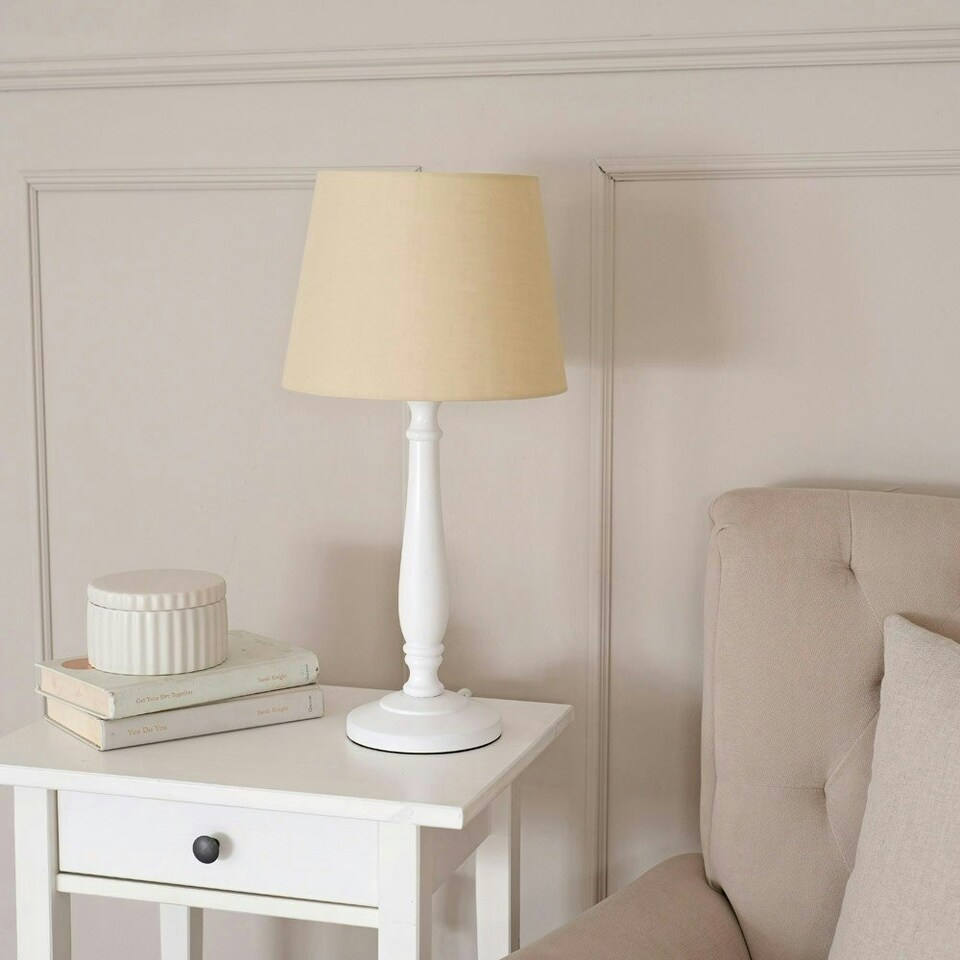 image 1 of ValueLights Victoria White Wood Traditional Stem Table Lamp Base