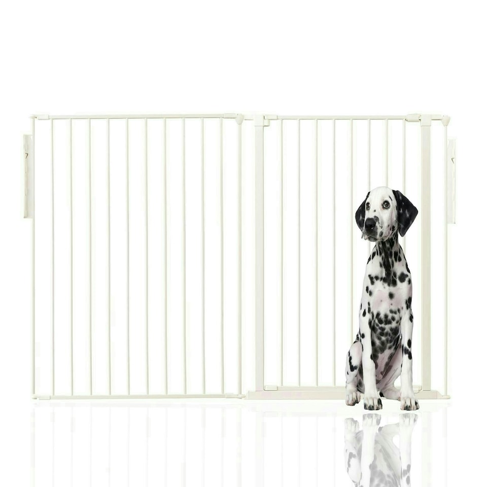 image 1 of Bettacare Premium Extra Tall Multi Panel Flexible Dog Barrier, up to 154cm Wide, White, 105cm Tall, Dog Barrier for Pets Dogs and Puppy White