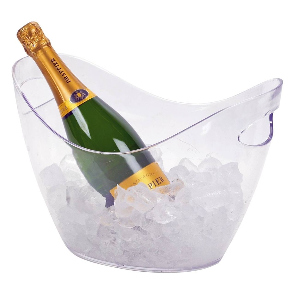 image 1 of 2x Large Clear Acrylic Ice Bucket Wine Champagne Drinks Cooler Party Chiller Tub