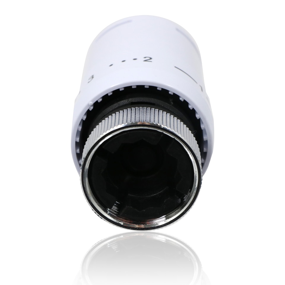 image 1 of Tower TRV Thermostatic Radiator Valve White Angled Lockshield 10-15mm Head Set