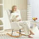 image 2 of HOMCOM Rocking Chair, Modern Armchair with Backrest for Bedroom, Light Pink Cream