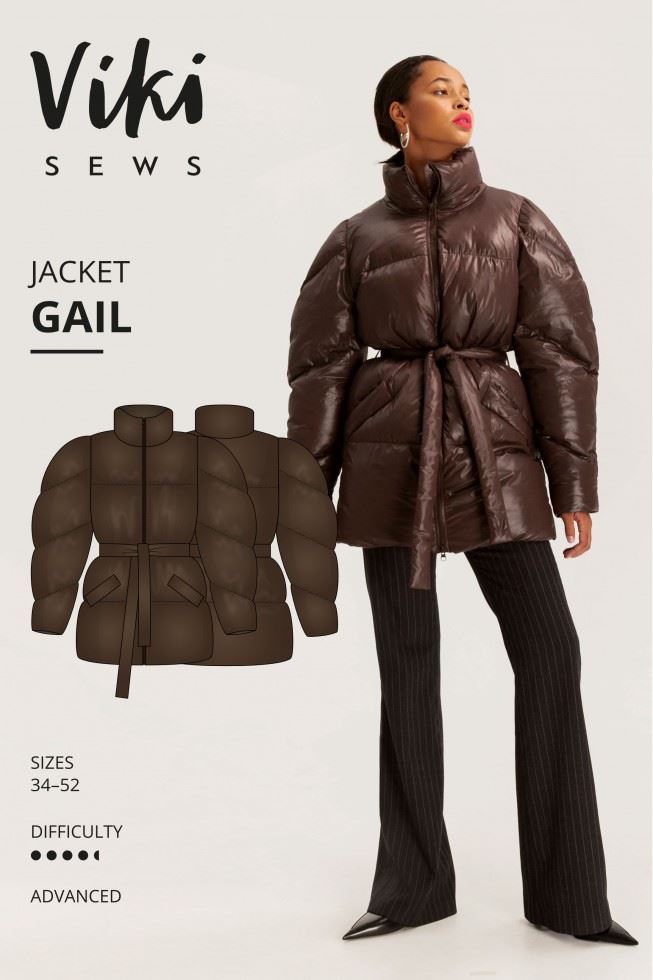 Vikisews Gail Puffer Jacket Paper Sewing Pattern – Women’s Coats & Jackets, UK Sizes Uk 4–22, Advanced
