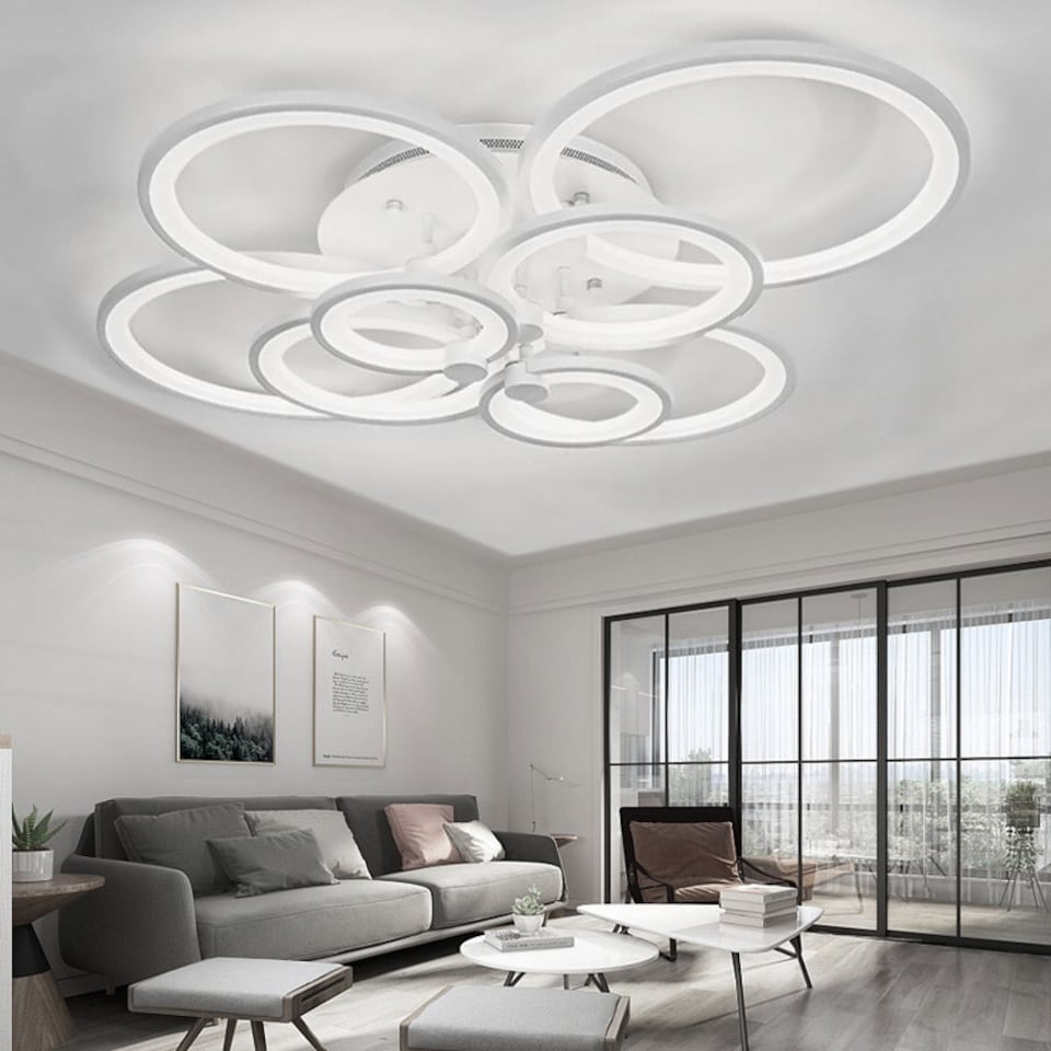 image 1 of Living and Home Modern Circular LED Semi Flush Ceiling Light for Nordic Decor
