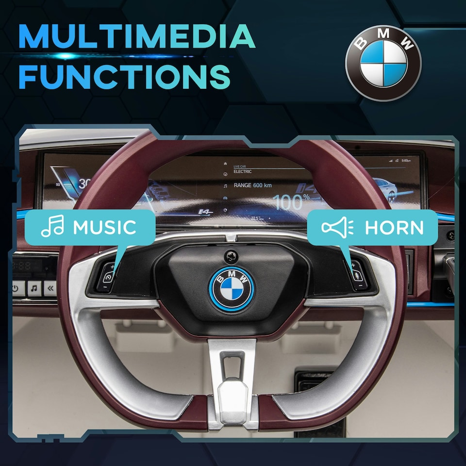 image 1 of HOMCOM BMW i4 Licensed 12V Kids Electric Ride-On Car w/ Remote Control - White