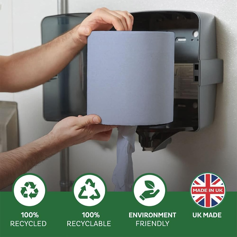 image 1 of Swift Centrefeed Blue Rolls 6 Pack - 2ply 110metre (2640 Flat Sheets) - Premium Food Grade Quality Multipurpose Kitchen Roll, Paper Tissue for Cleaning Kitchen, Commercial & Home