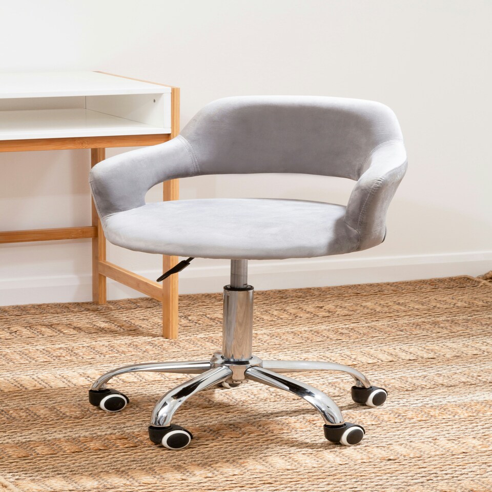 image 1 of Interiors by Premier Fionna Grey Velvet Home Office Chair with Curved Back