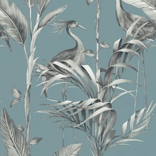 World of Wallpaper Azzurra Leaf Wallpaper - Blue - 10m x 0.5m