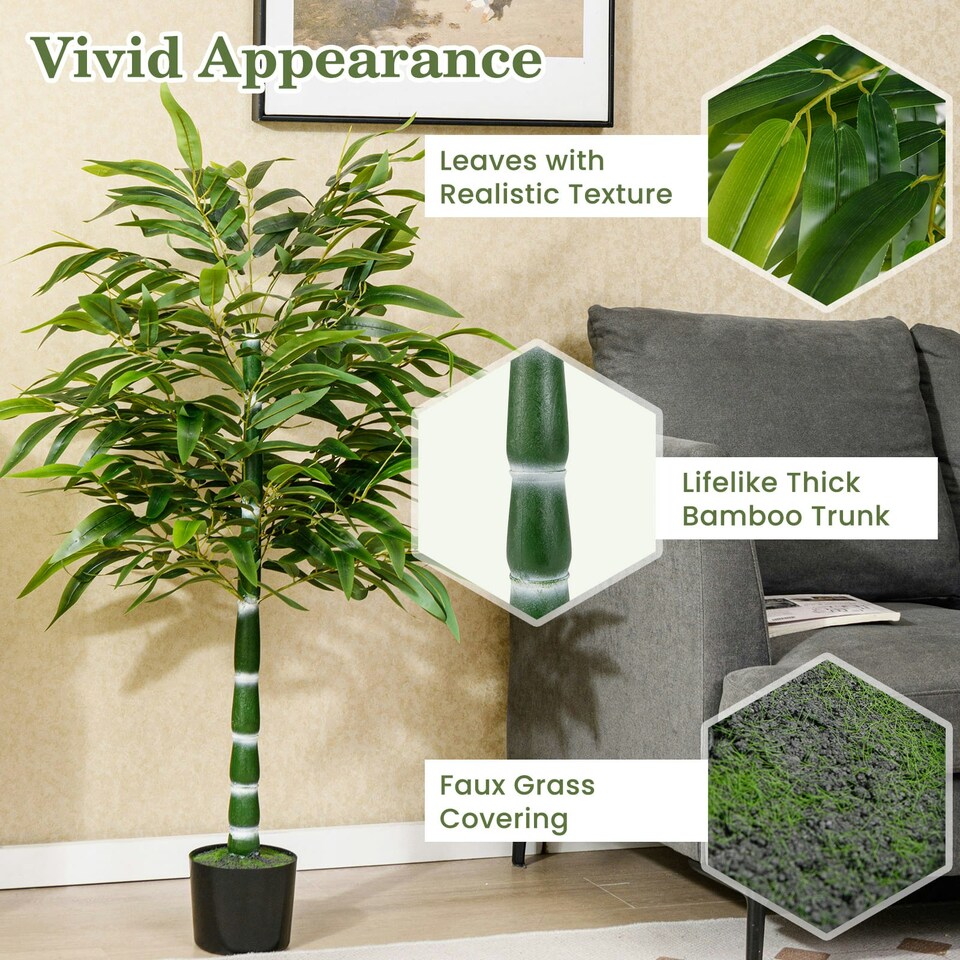 image 1 of COSTWAY Set of 2 125 CM Artificial Bamboo Tree Greenery Plants Green | One Size