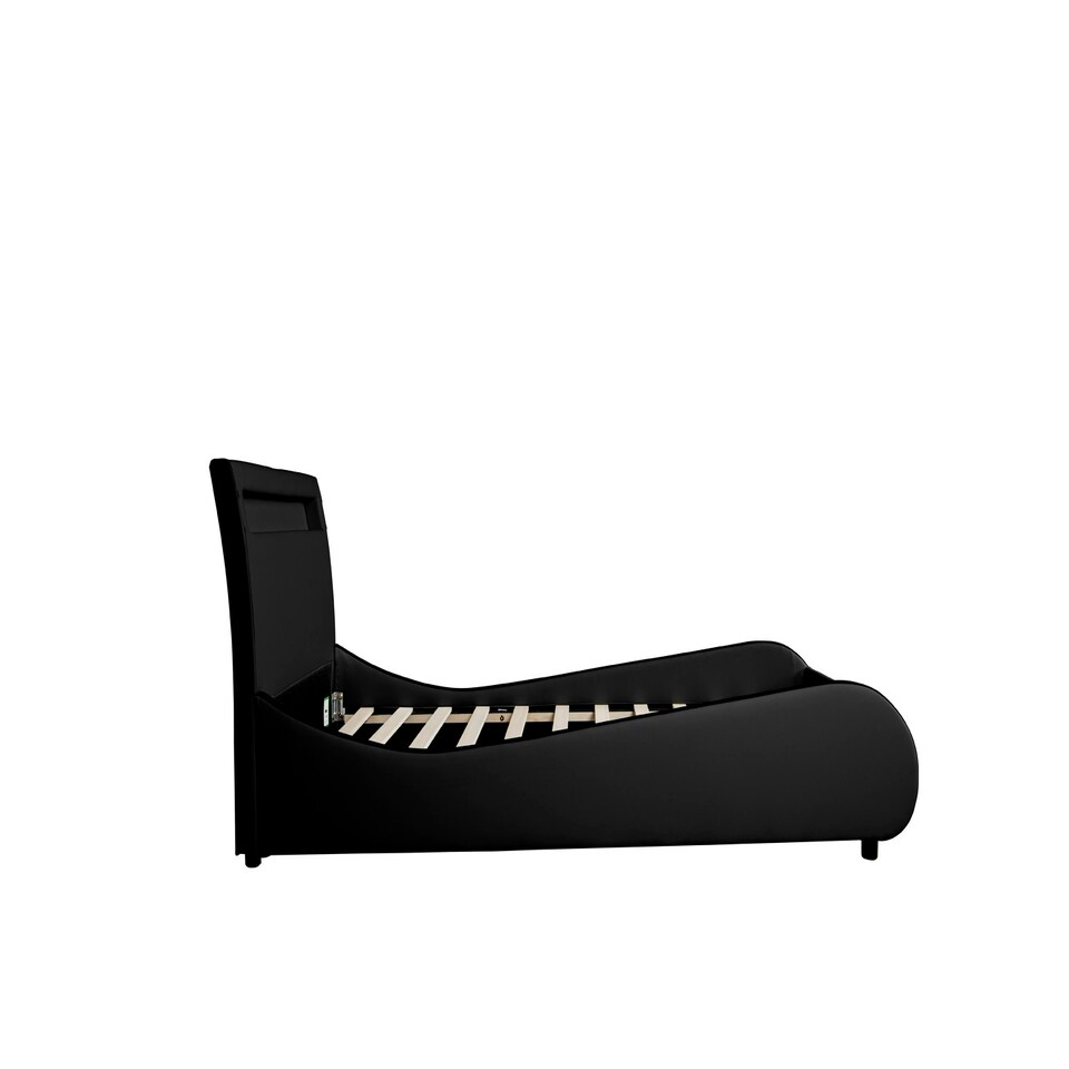 image 1 of Orion LED Lights Headboard Gaming Style Black Faux Leather Bed Frame (Double)