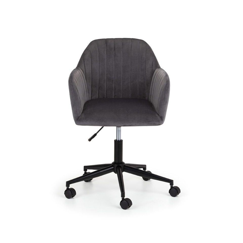 image 1 of Kahlo Velvet Swivel Office Chair- Grey/Black