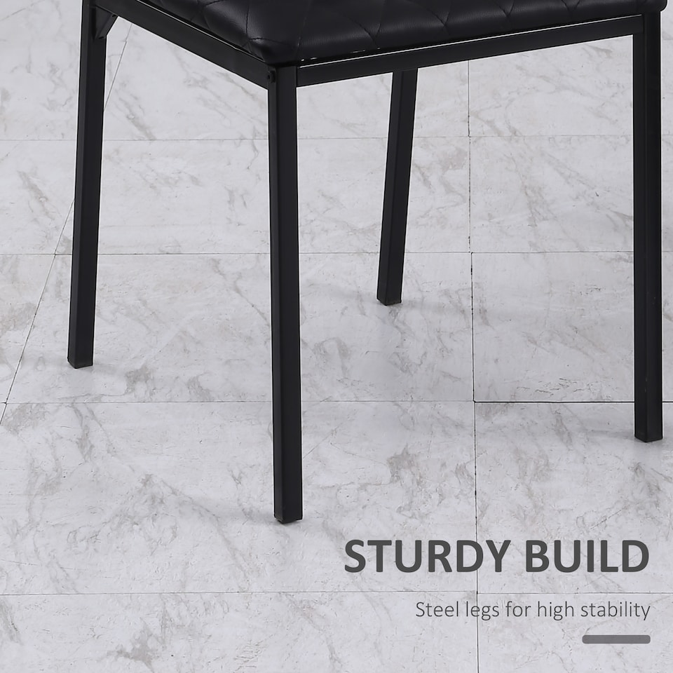 image 1 of HOMCOM Modern Dining Chairs Upholstered Faux Leather Accent Chairs with Metal Legs for Kitchen, Set of 4, Black