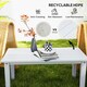 image 3 of Outsunny HDPE Rectangle Garden Coffee Table, Slatted Outdoor Table White | White
