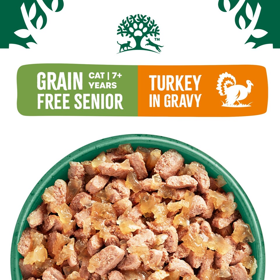image 1 of James Wellbeloved Grain Free Senior Wet Cat Food Pouches Turkey in Gravy 48 x 85g