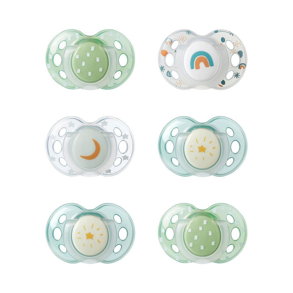 image 1 of Tommee Tippee Night Soother, 18-36 months 6 pack