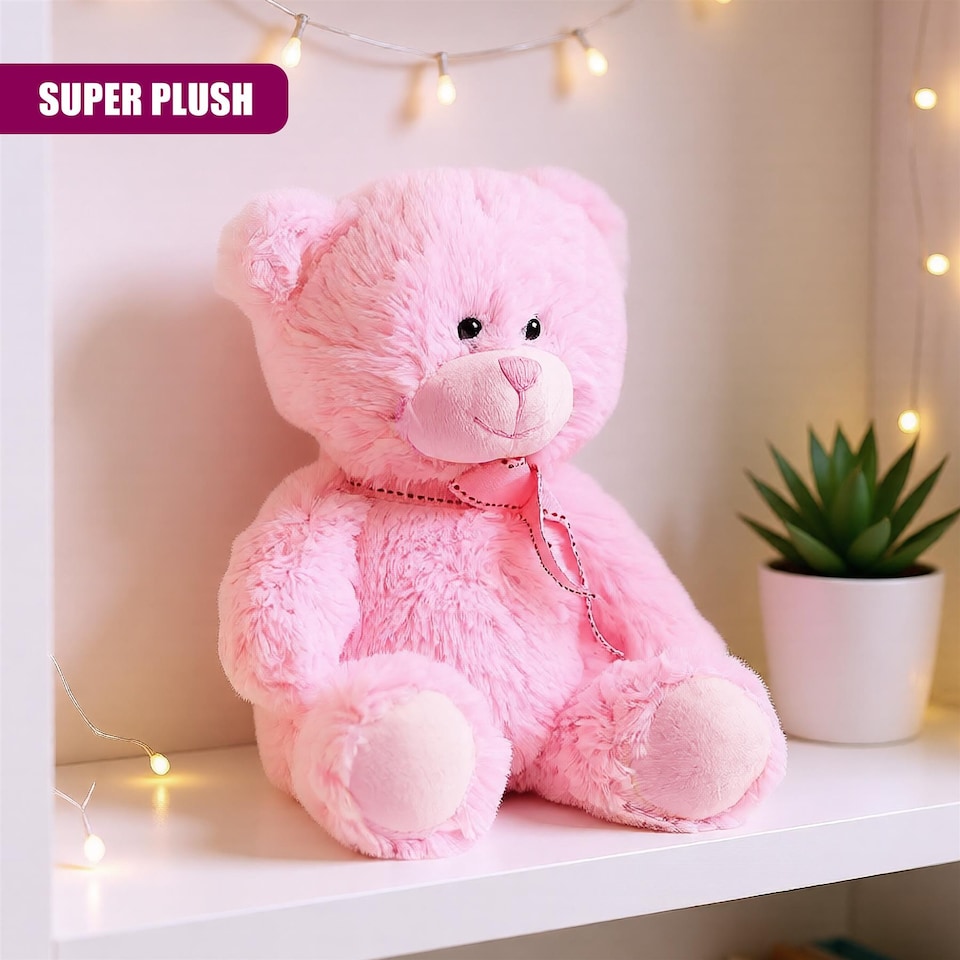 image 1 of The Magic Toy Shop Pink Teddy Bear 11 Inch Plush Stuffed Toy for Baby Girls Boys