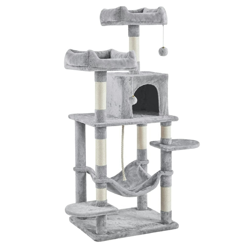 image 1 of Yaheetech 149 cm Multilevel Cat Tree with Plush Perch Light Grey