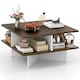image 1 of COSTWAY 2-Tier Square Coffee Table 60cm Center Table Brown