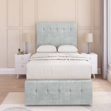 Sloomy Cambridge Silver Naples Divan Bed Base 2 Drawers Foot-End With 54 Inch Floor Standing Headboard & 12 Inch Matching Footboard | Silver | Silver | Super King | 1